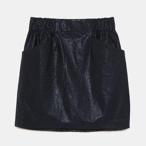 Zara Basics Faux Leather Mini Skirt with Pockets